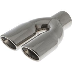 Exhaust Tail Pipes - LH TWIN OVAL SLASH CUT DOUBLE SKIN