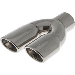 Exhaust Tail Pipes - RH TWIN OVAL SLASH CUT DOUBLE SKIN
