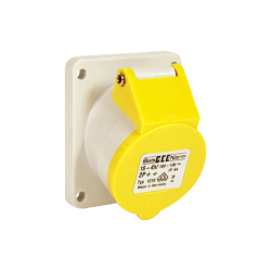 110V Angled Panel Socket - Yellow